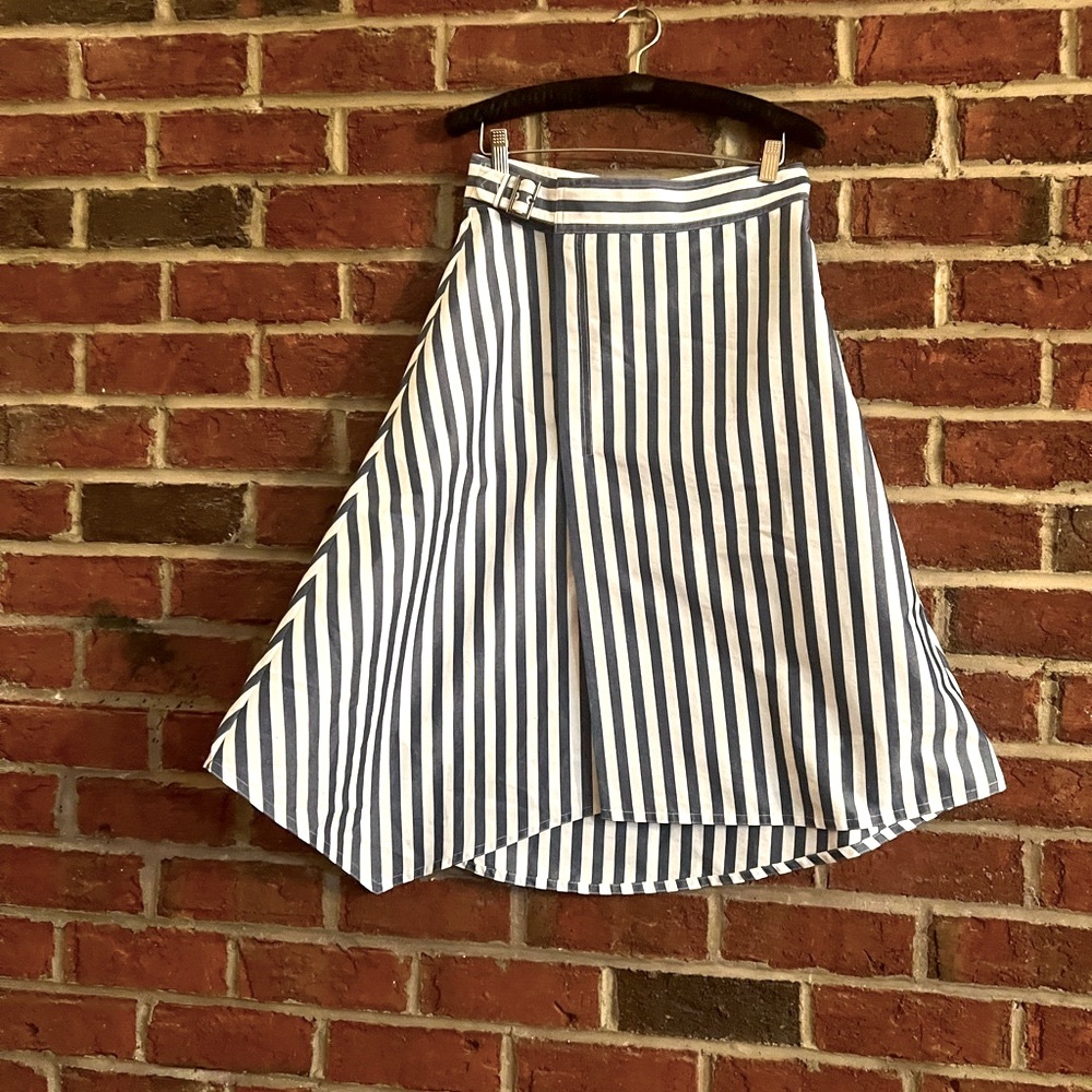 Maeve asymmetrical skirt in navy and white .